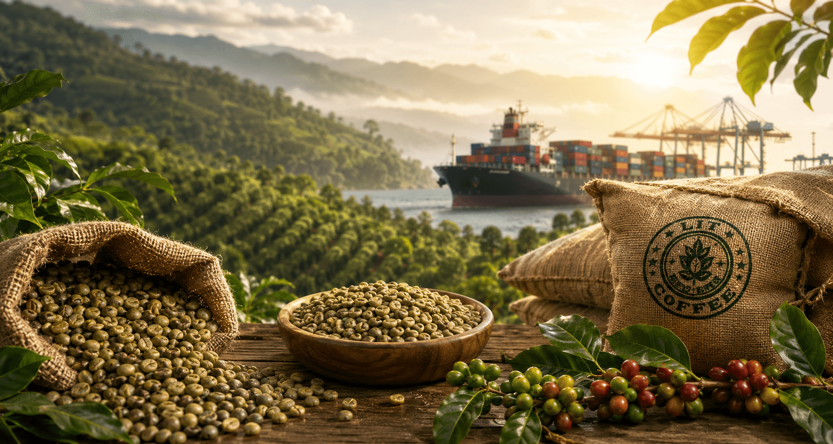 Indian green coffee beans ready for export to Europe