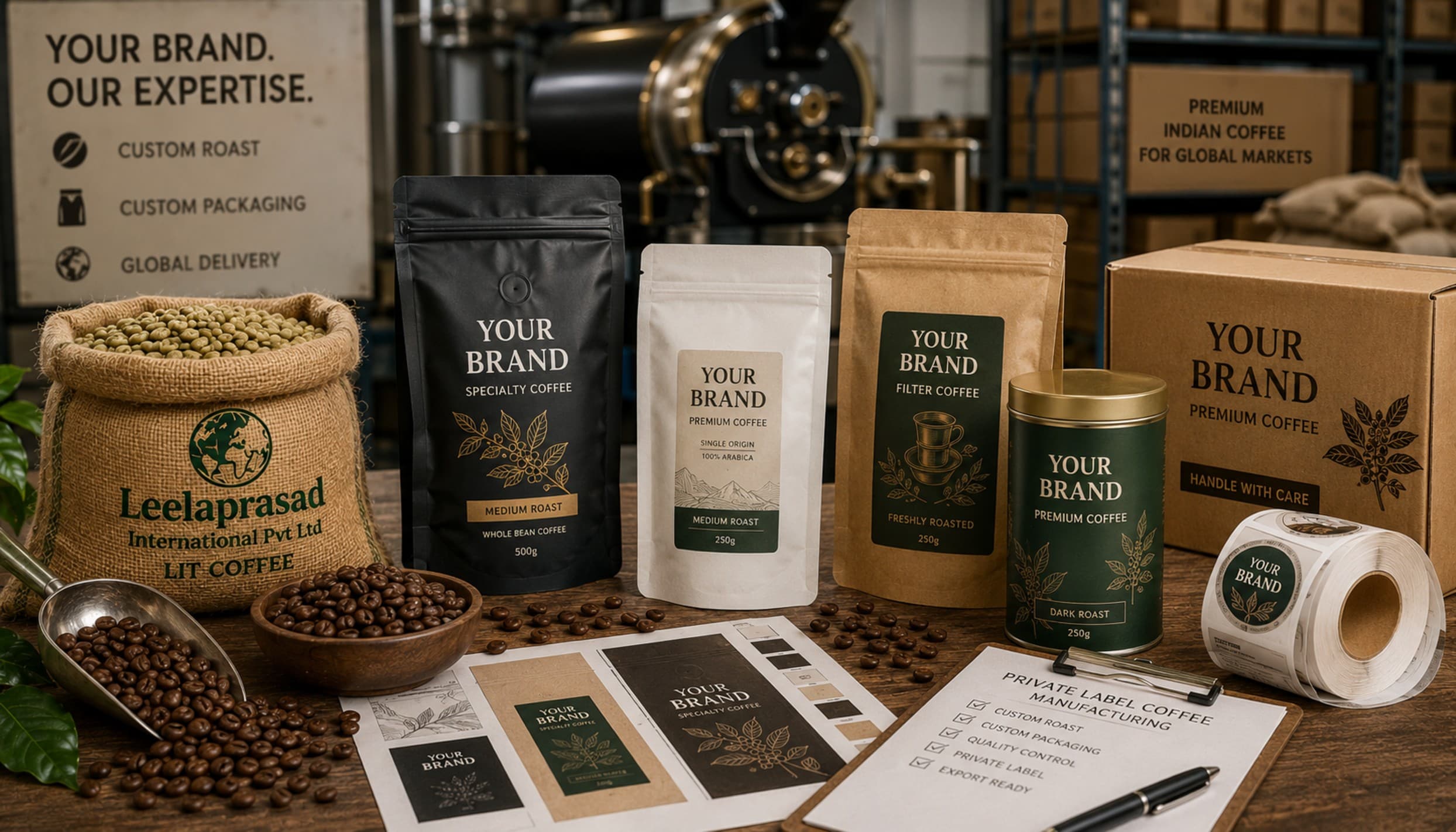 Private label coffee manufacturing India — custom roast, packaging, and branding