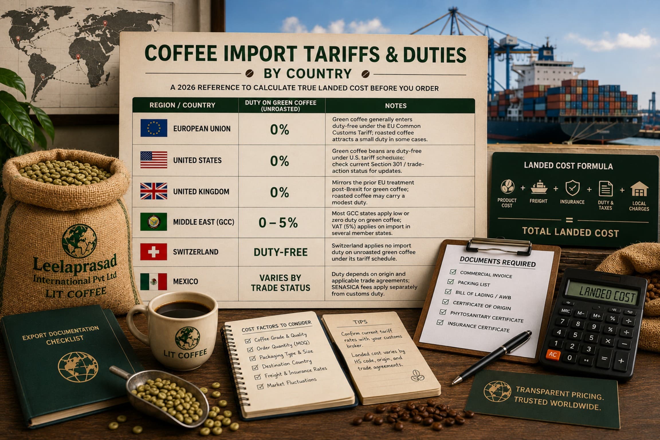 Global coffee import and shipping logistics