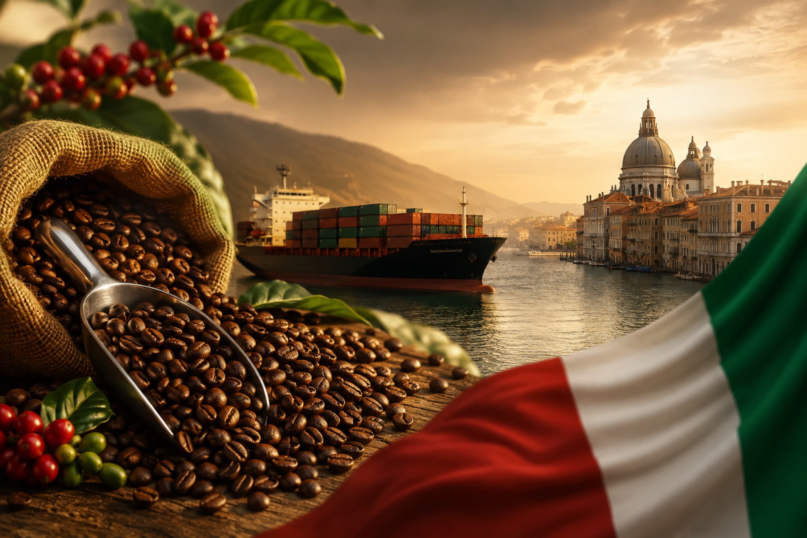 Indian coffee exported from India to Italy by Leelaprasad Coffee